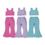 RTS toddler clothes matching clothing solid color kids summer yoga clothing
