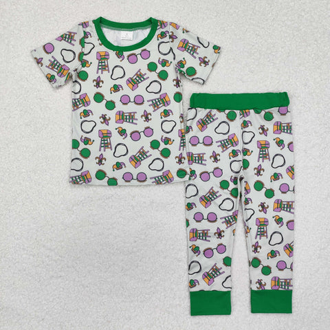 BSPO0495 toddler boy clothes mardi gras boy winter pajamas set