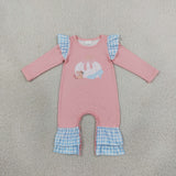LR3217 baby girls mouse pumpkin pink long sleeves romper