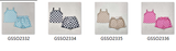 RTS girl clothes girl summer set  colorful gingham girl summer shorts set
