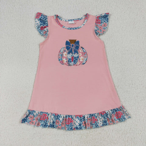 GSD2585  toddler clothes embroidery pumpkin girl summer dress