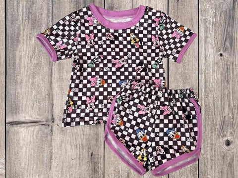 Order Deadline:26th Apr. Split order baby girl clothes cartoon mouse girl summer shorts set