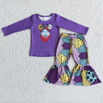 Promotion $5.5/set no MOQ RTS purple long sleeve shirt and pants girls outfits