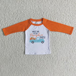 Promotion $5.5/set no MOQ RTS orange pumpkin Halloweeen shirt