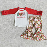 Promotion $5.5/set no MOQ RTS long sleeve shirt and pants girls outfits