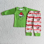 Promotion $5.5/set Christmas long sleeve shirt and pants girls pajamas