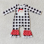 Promotion $5.5/set no MOQ RTS christmas white black long sleeve baby romper