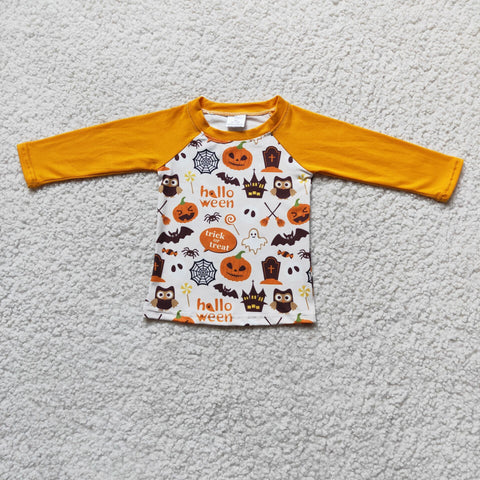 Promotion $5.5/set no MOQ RTS orange pumpkin Halloweeen shirt