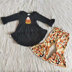 Promotion $5.5/set no MOQ RTS black long sleeve shirt and pants girls outfits