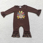 Promotion $5.5/set no MOQ RTS Thanksgiving long sleeve baby romper