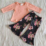 Promotion $5.5/set pink long sleeve shirt and pants girls outfits