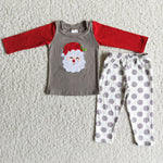 Promotion $5.5/set red and brown long sleeve shirt and pants girls outfits