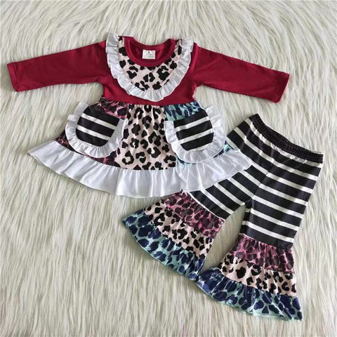 Promotion $5.5/set no MOQ RTS long sleeve shirt and pants girls outfits