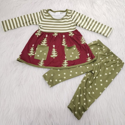 Promotion $5.5/set no MOQ RTS long sleeve shirt and pants girls outfits