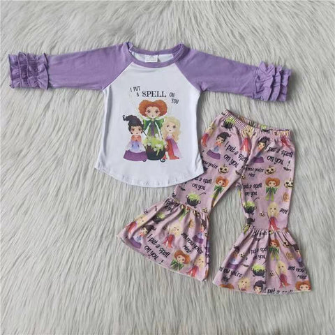 Promotion $5.5/set no MOQ RTS yellow long sleeve shirt and pants girls outfits