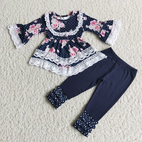 Promotion $5.5/set long sleeve shirt and pants girls outfits