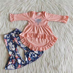 Promotion $5.5/set no MOQ RTS long sleeve shirt and pants girls outfits