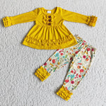 Promotion $5.5/set long sleeve shirt and pants girls outfits