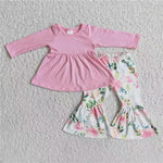 Promotion $5.5/set no MOQ RTS long sleeve shirt and pants girls outfits