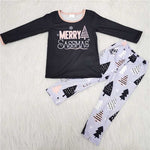 Promotion $5.5/set black long sleeve shirt and pants girls outfits