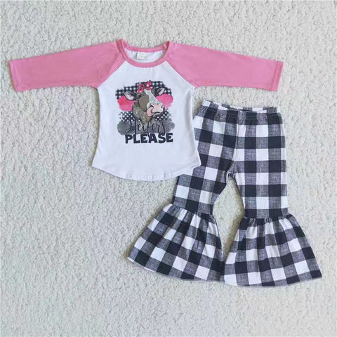 Promotion $5.5/set long sleeve shirt and pants girls outfits