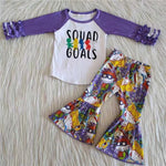 Promotion $5.5/set purple white long sleeve shirt and pants girls outfits