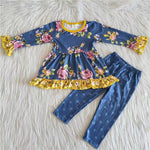 Promotion $5.5/set long sleeve shirt and pants girls outfits