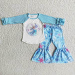 Promotion $5.5/set no MOQ RTS long sleeve shirt and pants girls outfits