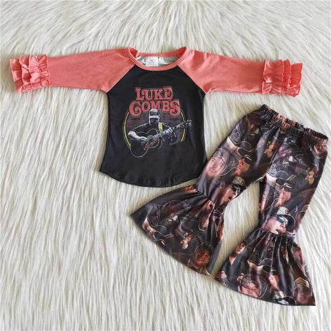 Promotion $5.5/set no MOQ RTS long sleeve shirt and pants girls outfits