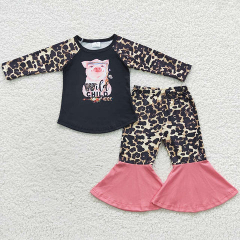 6 A29-1 Wild child girl leopard long sleeve toddler piggies outfit-promotion 2024.12.14