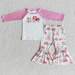 6 A29-30  Promotion $5.5/set no MOQ RTS Valentine's Day long sleeve shirt and pants girls outfits