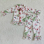 6 A3-29  Promotion $5.5/set no MOQ RTS christmas long sleeve shirt and pants girls outfits