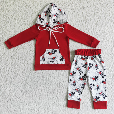 6 A30-12  Promotion $5.5/set no MOQ RTS red long sleeve shirt and pants boys outfits