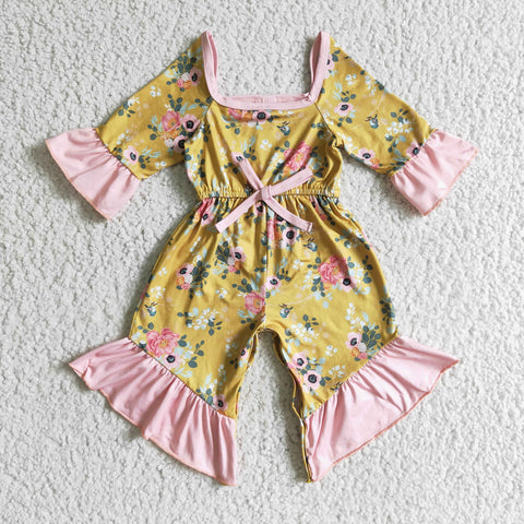 6 A30-16-1 Promotion $5.5/set no MOQ RTS flower yellow long sleeve baby romper