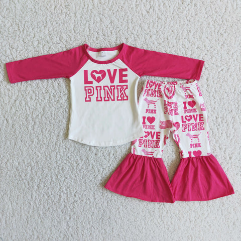 Promotion $5.5/set no MOQ RTS long sleeve shirt and pants girls outfits