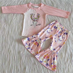 Promotion $5.5/set long sleeve shirt and pants girls outfits