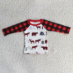 Promotion $5.5/set no MOQ RTS christmas long sleeve boy shirt