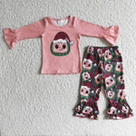 Promotion $5.5/set pink long sleeve shirt and pants girls outfits