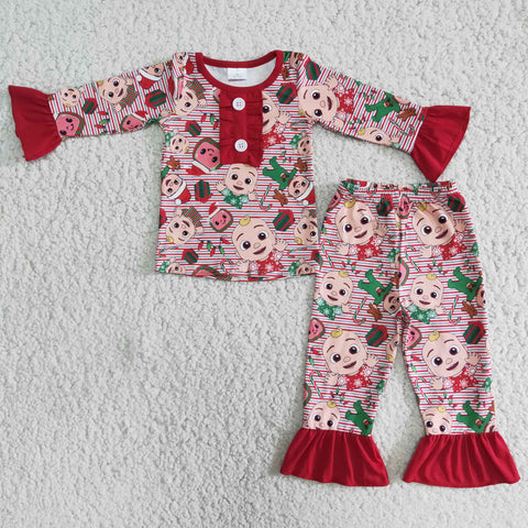 Promotion $5.5/set no MOQ RTS flower long sleeve shirt and pants girls outfits