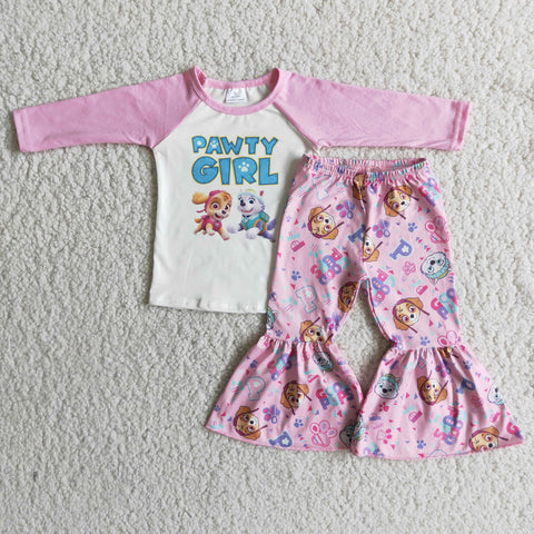 Promotion $5.5/set no MOQ RTS pink long sleeve shirt and pants girls outfits