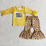 Promotion $5.5/set no MOQ RTS yellow long sleeve shirt and pants girls outfits