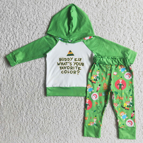 Promotion $5.5/set green long sleeve shirt and green pants boy outfits