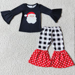 Promotion $5.5/set christmas long sleeve shirt and pants girls outfits