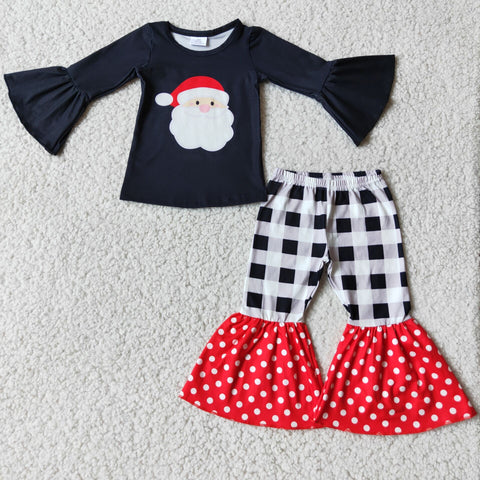 Promotion $5.5/set christmas long sleeve shirt and pants girls outfits