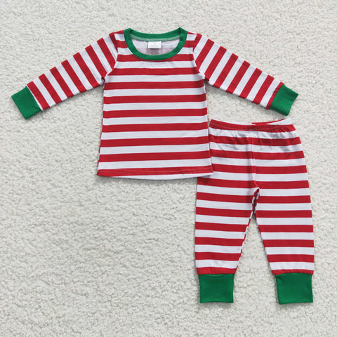 Toddler baby long sleeve red striped pajamas outfit