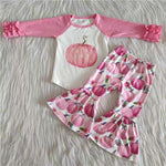 Promotion $5.5/set no MOQ RTS pink long sleeve shirt and pants girls outfits