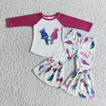 Promotion $5.5/set no MOQ RTS long sleeve shirt and pants girls outfits