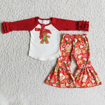 6 B10-37 Promotion $5.5/set no MOQ RTS christmas red long sleeve shirt and pants girls outfits