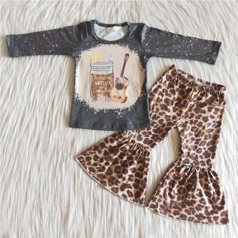 Promotion $5.5/set no MOQ RTS black long sleeve shirt and pants girls outfits