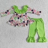 Promotion $5.5/set no MOQ RTS long sleeve shirt and pants girls outfits